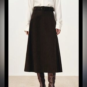 Theory Dark Brown A-Line Corduroy Skirt
